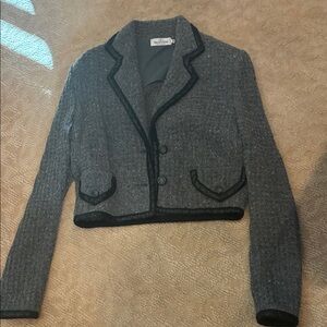 Valentino Gray Women's Blazer with Black Trim